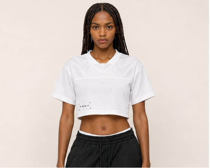 TOKATI women's cropped paneled V-neck jersey