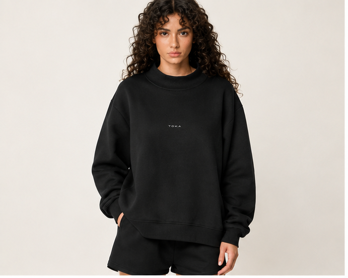 TOKATI Women's Essential Fleece Mock-Neck Crew Sweatshirt front studio view