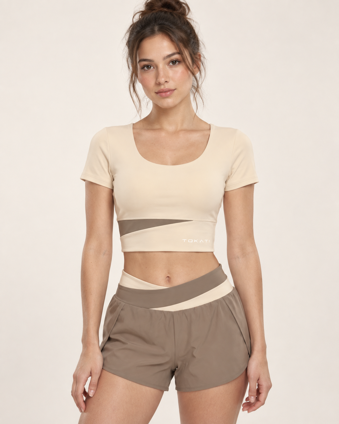 Women's Panelled Crop Yoga T-Shirt