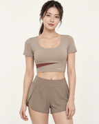 Women's Panelled Crop Yoga T-Shirt